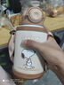 史努比（SNOOPY）兒童保溫杯帶吸管直飲男女小學生316不銹鋼喝水杯子雙蓋壺500ml咖 曬單實拍圖