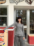 森馬（Semir）長袖T恤女純色木耳邊氣質(zhì)緊身冬2025新款荷葉邊上衣簡約甜美 灰色調(diào)00322 M 曬單實拍圖
