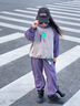 G.DUCKKIDS女童春秋裝套裝2024新款中大童女孩童裝兒童衛衣運動(dòng)服秋冬兩件套 字母R連帽套裝-紫色 140cm 曬單實(shí)拍圖