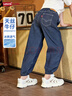 LEVI'S李維斯童裝兒童牛仔褲【天絲軟牛仔】夏季男女童牛仔長(cháng)褲 星空藍 曬單實(shí)拍圖