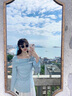 艾珠兒（Aizhuer）早秋季穿搭法式藍色長袖連衣裙子女2025年新款小個子氣質(zhì)減齡長裙 藍色上衣+半身裙 M 曬單實拍圖
