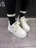 狄德拉真皮高幫小白鞋女2025春秋新款厚底百搭休閑運動(dòng)板鞋保暖加絨棉鞋 米白色【單里】 39 (245mm) 曬單實(shí)拍圖