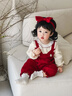 優(yōu)奇嬰兒衣服秋裝連體衣小月齡女寶寶滿(mǎn)月百天超萌公主紅色哈衣外出服 紅色 66cm 曬單實(shí)拍圖