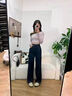 拉夏貝爾直筒牛仔褲女春秋2025新款高腰顯瘦闊腿拖地褲子 黑金色 27 曬單實(shí)拍圖