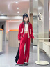 G.DUCKKIDS小黃鴨童裝女童套裝春秋季兒童衣服女孩韓版洋氣運動(dòng)服中大童秋裝 酒紅色 130 建議120-130cm7-8歲 曬單實(shí)拍圖