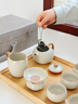 京器汝窯茶具套組家用泡茶壺茶杯陶瓷2025新款送長(cháng)輩禮盒 皮盒米黃汝窯大西施壺9頭套裝 曬單實(shí)拍圖