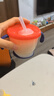 利其爾（Richell） 可按壓學(xué)飲杯兒童吸管水杯嬰兒訓(xùn)練杯暢飲杯吸管杯牛奶杯漱口杯 靈動(dòng)紅 曬單實(shí)拍圖