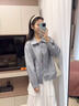 蕓蕁外套女2025新款藍(lán)色皮衣外套女春秋休閑簡(jiǎn)約設(shè)計(jì)感減齡翻領(lǐng)機(jī)車(chē)PU 藍(lán)色雙層外套 S 建議70-90斤左右 曬單實(shí)拍圖