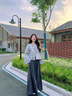 妍莉芬（yanlifen）新中式富家千金穿搭衣服休閑套裝女裝2025年秋季新款國風(fēng)外套褲子 灰色外套+褲子套裝 L 【建議100-120斤】 曬單實(shí)拍圖