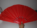 太極扇功夫扇響扇紅色雙面武術(shù)表演扇中國紅學(xué)生兒童舞蹈跳舞扇子 竹骨：一尺紅素面 曬單實(shí)拍圖