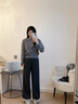 香影灰色毛呢西裝褲女2025冬裝新款含羊毛寬松通勤職場(chǎng)高腰直筒褲 中灰 S 曬單實(shí)拍圖