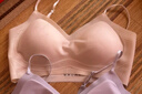氧心（YANGXIN）兩件裝內(nèi)衣女夏季無痕聚攏文胸?zé)o鋼圈背心吊帶運動女士胸罩美背 黑色+香檳【吊帶款】 M 曬單實拍圖