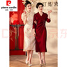 皮爾卡丹（pierre cardin）高貴優(yōu)雅媽m媽嫁女兒訂婚宴禮服2025春季新款年輕喜婆婆結婚旗袍 紅色 XL 建議105-120斤 曬單實(shí)拍圖