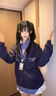 S·J·V·K韓系學(xué)院風(fēng)拼接格子襯衫假兩件連帽衛(wèi)衣女秋冬加絨加厚外套上衣潮 藏青色【秋冬加絨】 M （適合80-100斤） 曬單實(shí)拍圖
