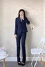 蕓蕁休閑西裝女2025新款黑色西裝外套女新款時尚氣質(zhì)小個子西服上衣女 藏藍西裝(西褲+西裙)+白色襯衫 S (適合80~89斤) 曬單實拍圖