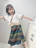 G.DUCKKIDS女童夏裝套裝兒童漢服少數(shù)民族風(fēng)服裝女寶寶傣族服飾舞蹈表演出服 杏色兩件套+黃色頭飾 130 曬單實(shí)拍圖