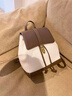 ANYSMIC奢侈品牌女士雙肩包2025新款時(shí)尚通勤書(shū)包大容量真皮背包 白配咖 曬單實(shí)拍圖