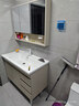 浴尚雅（YUSHANGYA）浴室柜陶瓷一體盆落地式洗臉盆柜組合實(shí)木衛生間洗 100CM奶油風(fēng)落地柜+儲物鏡柜 曬單實(shí)拍圖