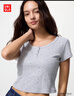 優(yōu)衣庫女裝提花羅紋亨利領(lǐng)印花T恤/短袖辣妹風(fēng)25春夏新款484951 02 淺灰色 L /160/88A 曬單實(shí)拍圖