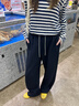 棠暖藏藍色美式運動(dòng)闊腿褲女春秋款2025新款秋冬女裝彎刀褲休閑長(cháng)褲子 藏青色 S 80-95斤 曬單實(shí)拍圖