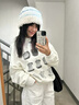 BIBK日本毛絨帽女秋冬可愛防寒毛線帽保暖護耳顯臉小川西旅行針織帽 藍(lán)白色 曬單實拍圖