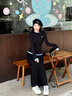 Teenie Weenie小熊女裝T恤2025秋季新款簡(jiǎn)約線(xiàn)條撞色拼接長(cháng)袖上衣 黑色 S 曬單實(shí)拍圖
