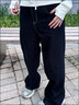 森馬（Semir）森柔牛仔|牛仔褲女舒適抓毛寬松闊腿褲冬季女士做舊長(cháng)褲復古 牛仔黃泥染80325 S 曬單實(shí)拍圖