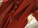 皮爾卡丹（pierre cardin）雙面羊絨大衣女2025冬季赫本風(fēng)過膝長款寬松酒紅羊毛毛呢外套高端 酒紅色 XS  80斤-100斤 曬單實(shí)拍圖