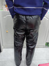 羅蒙皮褲男士加絨加厚摩托車(chē)保暖寬松高腰大碼防油防水秋冬騎行工作褲 黑色(黃金絨皮褲) 加厚 403尺3腰圍 曬單實(shí)拍圖