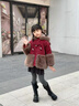 G.DUCKKIDS小黃鴨女童加絨呢大衣冬裝女孩紅色新年外套拜年服國風(fēng)皮草棉衣 紅色 120 cm 曬單實(shí)拍圖