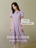 茵曼（INMAN）章若楠同款苧麻女裝娃娃領(lǐng)連衣裙2025春季新品長裙子 冰蘭紫  S  曬單實拍圖