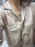 金三塔真絲睡衣女100%桑蠶絲外穿涼感兩件套睡褲居家服七夕禮物 [熱薦]19姆米香妃色 L 曬單實(shí)拍圖