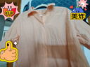 無印良品（MUJI）女式 涼感 襯衫領短袖襯衫女士襯衣女裝25年夏季上衣涼感物語 淺橙色條紋 M (160/84A) 曬單實拍圖