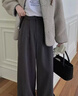 朵貌小個(gè)子顯高闊腿褲女潮秋冬季翻邊格子直筒衛褲韓版學(xué)生休閑長(cháng)褲子 黑色【加厚款】 加絨 M 【建議95-104】 曬單實(shí)拍圖