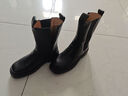 KGV切爾西靴男士長(cháng)筒秋季機車(chē)煙筒側拉鏈一腳蹬高幫厚底增高馬丁靴 黑色 43 標準皮鞋碼 曬單實(shí)拍圖