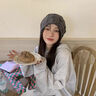 晴川目寬松破洞夏天堆堆帽女薄款韓系大頭圍帽子女款2025新款顯臉小冷帽 灰色 曬單實(shí)拍圖