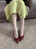 OLJ奢侈高端品牌女鞋尖頭高跟鞋秋季新款淺口氣質(zhì)百搭通勤設計感單鞋 酒紅色 37 曬單實(shí)拍圖