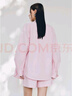 太平鳥(niǎo)25夏季新款女士夏日粉色闊形肌理感長(cháng)袖襯衫抽繩短褲組合 粉色襯衫 L 165 曬單實(shí)拍圖