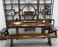 田園驛站新中式烏金木實(shí)木大板辦公室陽(yáng)臺移動(dòng)茶臺茶桌燒水壺一體大茶臺 茶水柜+4小圍椅+1吉祥椅 1米6烏金木整板【送石茶盤(pán)養生壺 曬單實(shí)拍圖