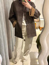 RHUDE FOG品牌女裝復古皮衣外套女2025春秋新款休閑顯瘦翻領(lǐng)單排扣正反兩面 咖色 M 曬單實(shí)拍圖