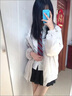 迪伽達(dá)美式潮牌簡約原宿風(fēng)翻領(lǐng)夾克男女oversize休閑情侶百搭外套男 SSQFS-651杏色 XL 曬單實拍圖