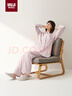 無(wú)印良品（MUJI）[自營(yíng)限定款]女士無(wú)側(cè)縫 雙層紗織睡衣  軟棉棉內(nèi)衣 粉色格紋 XL 曬單實(shí)拍圖