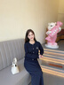 POLOWALK女士針織衫2024秋季新款純色簡約圓領(lǐng)長袖開衫女上衣 藏青 L (165) 曬單實(shí)拍圖