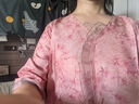 HGAI棉麻女裝 亞麻高檔上衣苧麻女品牌夏季新款文藝復古襯衫歐根紗拼 水粉色 L【建議100-110斤】 曬單實(shí)拍圖