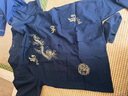 中老年人夏季套裝唐裝男短袖襯衫刺繡爸爸大碼晨練服爺爺漢服衣服 20928-大龍短袖套裝-藏青色 XL /41/175【130-150斤穿】 曬單實(shí)拍圖