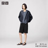 優(yōu)衣庫女裝牛仔風(fēng)百慕大式短褲/水洗產(chǎn)品中褲476946 09 黑色 24 /155/62A 曬單實拍圖