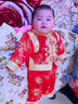 歐遙小孩衣服一周歲衣服男童春秋抓周禮服兒童唐裝百天生日滿(mǎn)月周歲服 紅色3 長(cháng)壽福春秋款 90 /適合12-18個(gè)月 曬單實(shí)拍圖