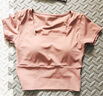 ACKDCS新款夏季帶胸墊瑜伽服短袖女普拉提訓(xùn)練健身上衣專業(yè)跑步運(yùn)動T恤 曬單實(shí)拍圖