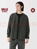 無(wú)印良品（MUJI）男式 抓絨 無(wú)領(lǐng)開(kāi)衫 男士外套25年秋季 男裝 上衣 AB1P8A5A 炭灰色 M (170/92A) 曬單實(shí)拍圖