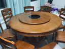 巴比松新中式實(shí)木餐桌椅組合家用圓桌帶轉盤(pán)10/12人帶電磁爐包廂大飯桌 1.3米+8椅帶電磁爐（顏色備注） 曬單實(shí)拍圖